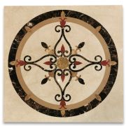 Florence Emperador Gold Marble Medallion Inlay Waterjet Art Piece 36 inch Square Polished