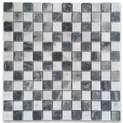 Carrara White Bardiglio Gray Marble 1x1 Checkerboard Mosaic Tile Polished