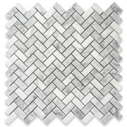 Carrara White 5/8x1-1/4 Herringbone Mosaic Tile Polished