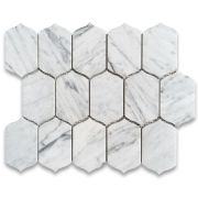 Carrara White Marble 2x4 Arabesque Baroque Lantern Mosaic Tile Polished