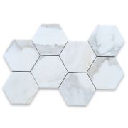 Calacatta Gold Marble 5 inch Hexagon Mosaic Tile Polished