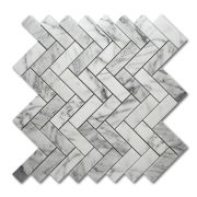 Statuary White Marble 1x3 Herringbone Mosaic Tile Polished