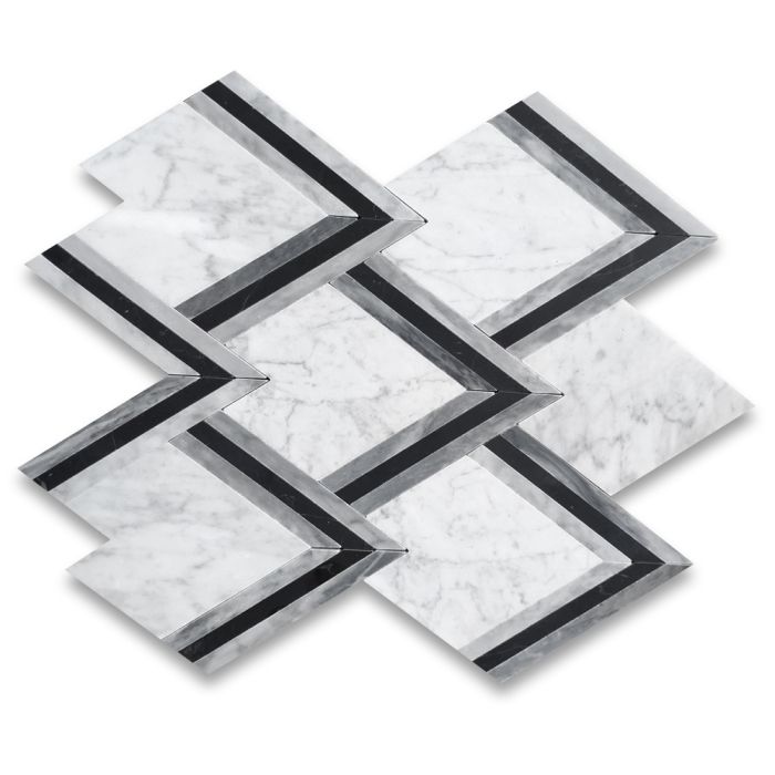 Carrara White Nero Marquina Black Marble 3x3 Checkerboard Mosaic Tile Honed  - Marble Online