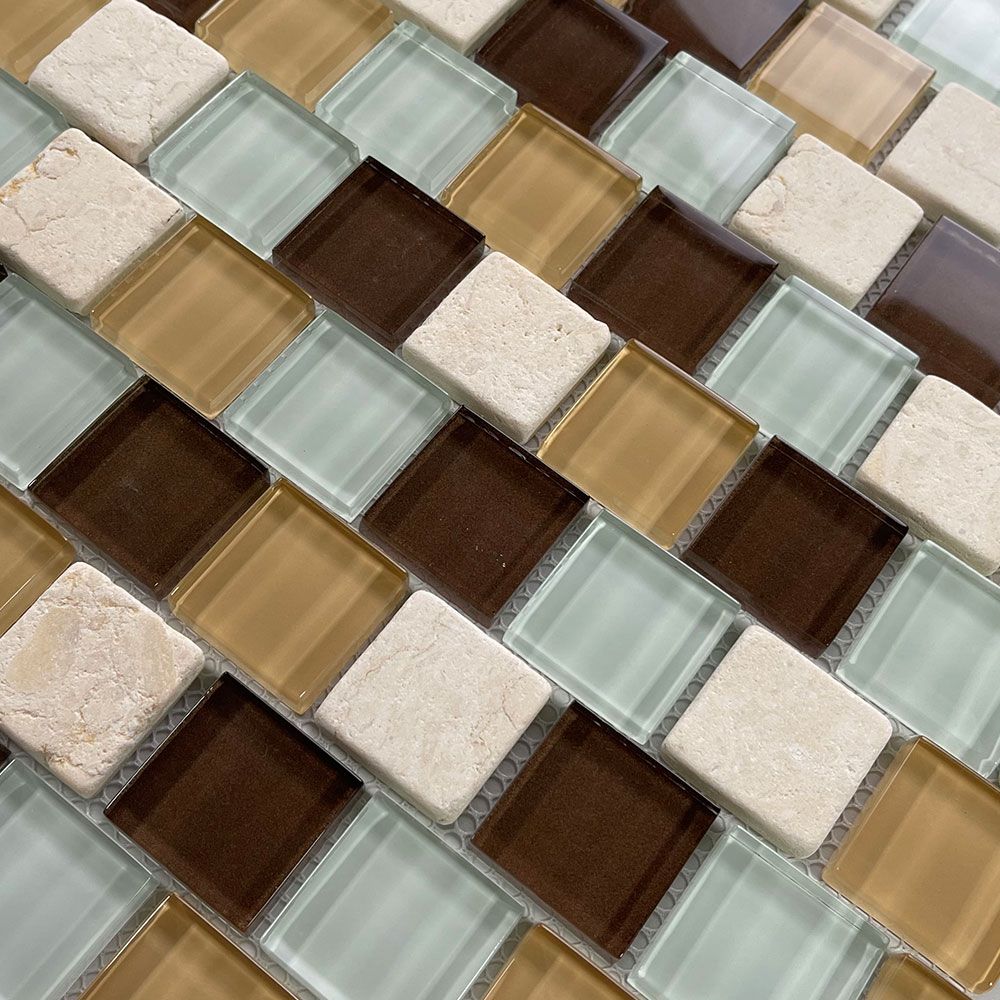 Crystal beige glass mosaic kitchen backsplash tile JMFGT014 glass resi — My  Building Shop